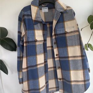 Old Navy Blue and Cream Plaid Shacket
